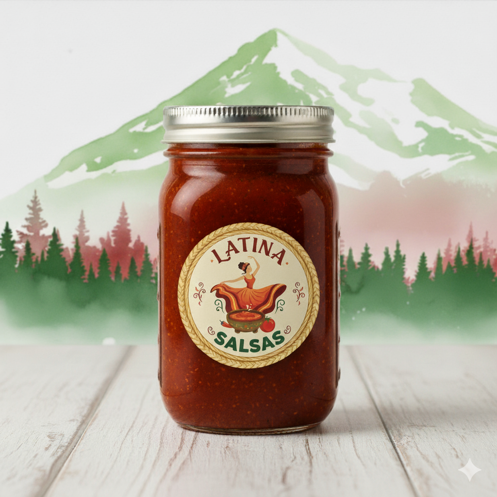 A mason jar of LatinaSalsas Mild Spicy Red/Rojo Salsa